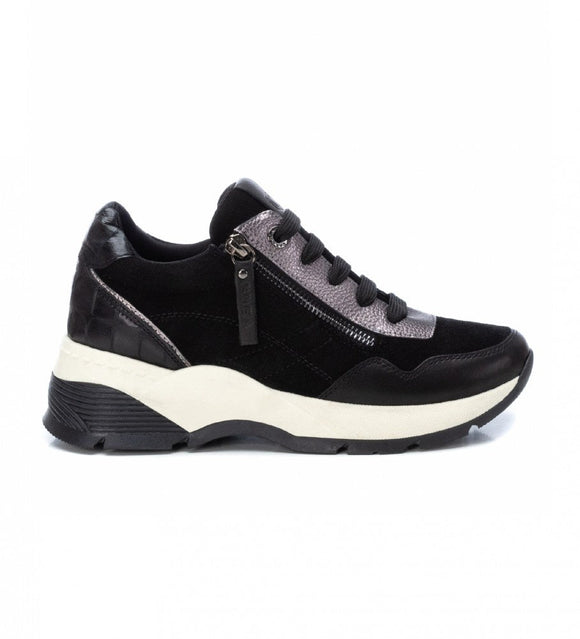 Carmela Sneaker with Side Zip 160195 - Black - My Shoe Shop - Sneaker
