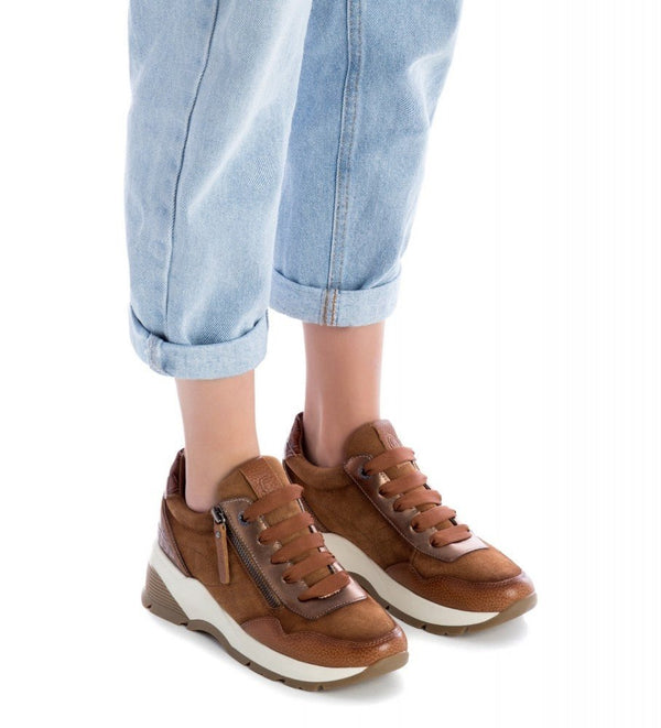 Carmela Sneaker with Side Zip 160195 - Camel - My Shoe Shop - Sneaker