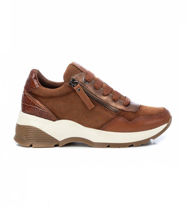 Carmela Sneaker with Side Zip 160195 - Camel - My Shoe Shop - Sneaker