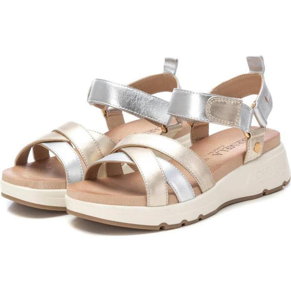 Carmela Strappy Sandal with Velcro Strap 161480 - Beige - My Shoe Shop - General