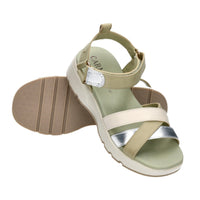 Carmela Strappy Sandal with Velcro Strap 161480 - Khaki - My Shoe Shop - sandal