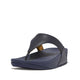FitFlop Lulu I88-A15 leather toe-post sandal in Deepest Blue, rear three-quarter view