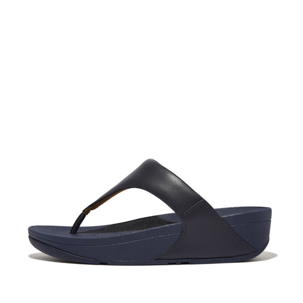 FitFlop Lulu I88-A15 leather toe-post sandal in Deepest Blue, side view
