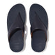 Pair of FitFlop Lulu I88-A15 leather toe-post sandals in Deepest Blue, viewed from above
