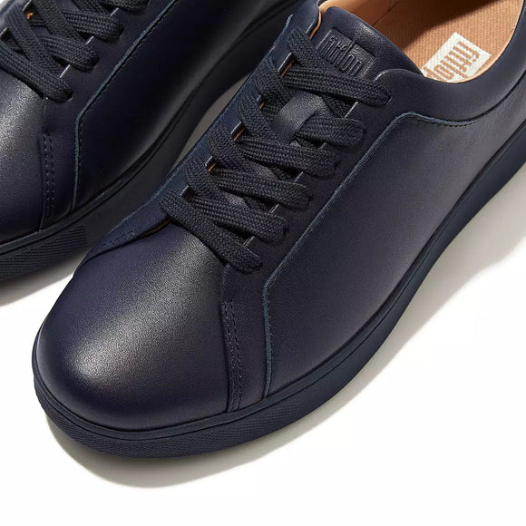 FitFlop Rally X22-751 leather sneakers in All Midnight Navy, close-up view