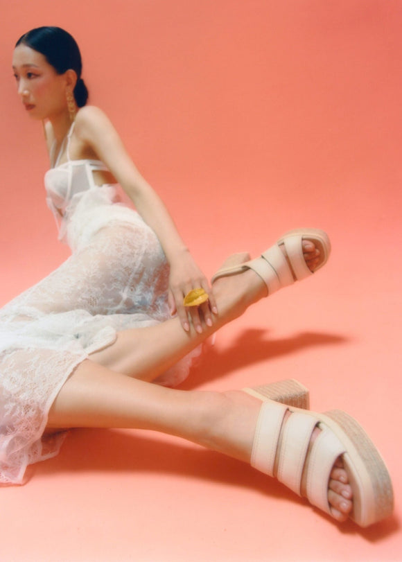 Gaimo Bazan V0002 Strappy Slip in Block Heel -Marfil/Beige - My Shoe Shop - Espadrille