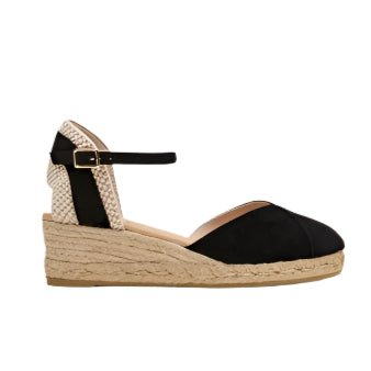 Gaimo Copita Suede Closed Low Espadrille Wedge - Black - My Shoe Shop - General