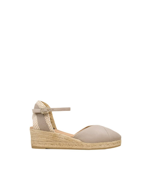 Gaimo Copita Suede Closed Low Espadrille Wedge - Kangaroo Beige - My Shoe Shop - General