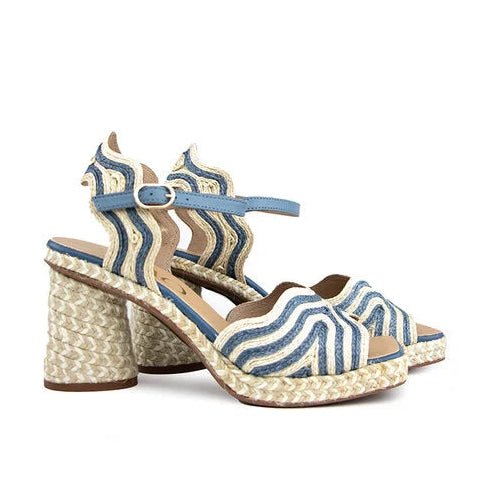 Gaimo Danae V0010 Round Block Heel Wavey Weave Upper - Marino - My Shoe Shop - Espadrille
