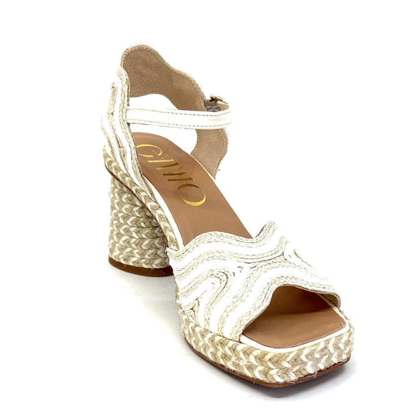 Gaimo Danae V0015 Round Block Heel Wavey Weave Upper -Blanco - My Shoe Shop - Espadrille