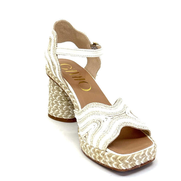 Gaimo Danae V0015 Round Block Heel Wavey Weave Upper -Blanco - My Shoe Shop - Espadrille