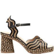 Gaimo Danae V0016 Round Block Heel Wavey Weave Upper - Black - My Shoe Shop - Espadrille