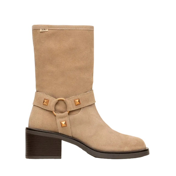 Beige Gaimo boot with decorative buckle from Via Veneto Shoes
