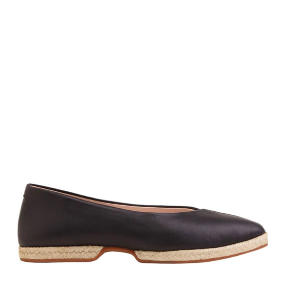 Gaimo Illy Leather Pointy Espadrille Ballerina - Black - My Shoe Shop - General