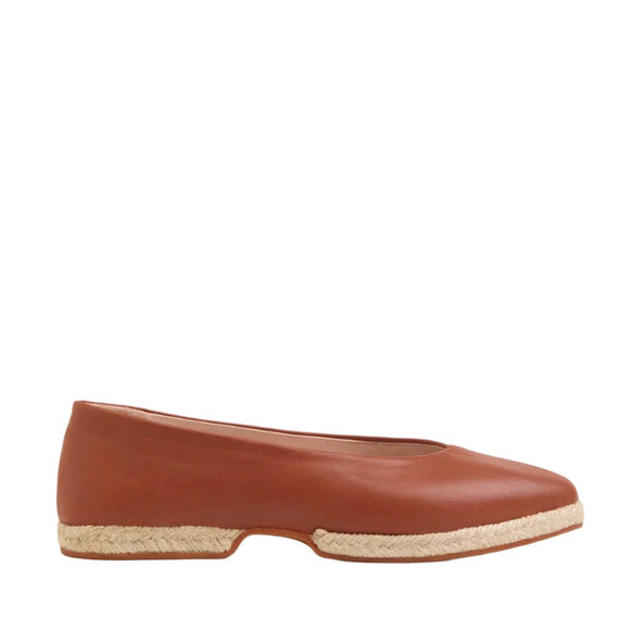 Gaimo Illy Leather Pointy Espadrille Ballerina - Nutshell Brown - My Shoe Shop - General