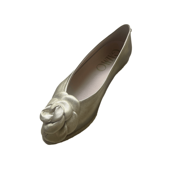 Gaimo Isbel Leather Espadrille Ballerina with Rose - Platino Gold - My Shoe Shop - General
