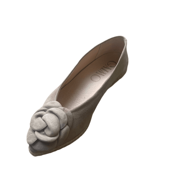 Gaimo Isbel Suede Espadrille Ballerina with Rose - Kangaroo - My Shoe Shop - General