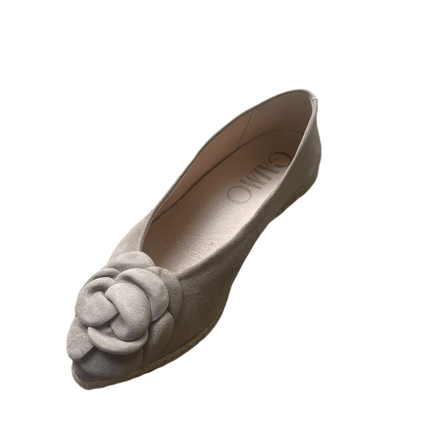 Gaimo Isbel Suede Espadrille Ballerina with Rose - Kangaroo - My Shoe Shop - General