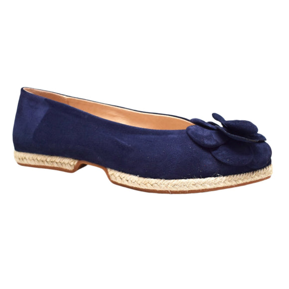Gaimo Isbel Suede Espidrille Ballerina with Rose - Ultramarine Navy - My Shoe Shop - General