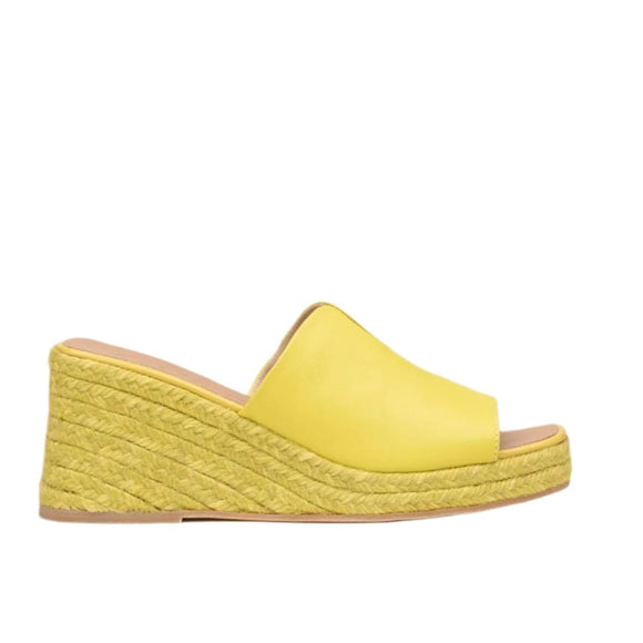 Gaimo Ocra Leather Slip in Espadrille Wedge - Taxi Yellow - My Shoe Shop - General