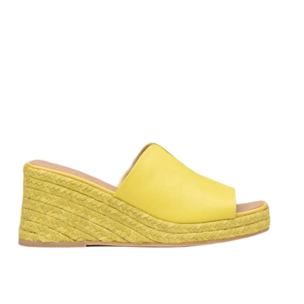 Gaimo Ocra Leather Slip in Espadrille Wedge - Taxi Yellow - My Shoe Shop - General