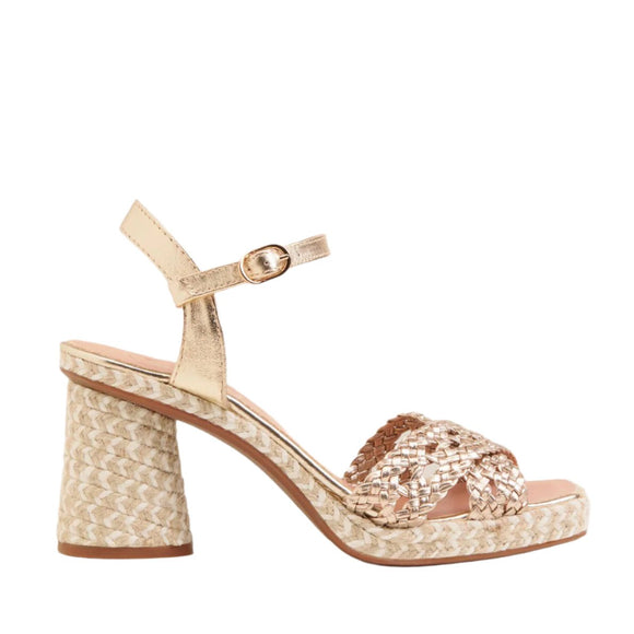 Gaimo Pernis Open Toe Espadrille Block Heel - Platino Gold - My Shoe Shop - General
