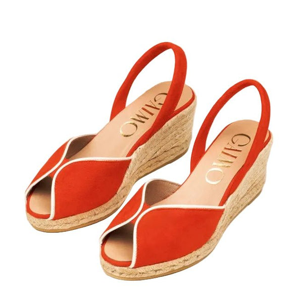 Gaimo Riby5 V0002 Suede Peep-Toe Wedge - Rojo - My Shoe Shop - Wedge