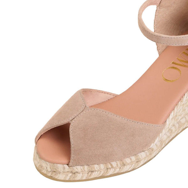 Gaimo Ronny Suede Peep-toe Espadrille Wedge - Kangaroo Taupe Grey - My Shoe Shop - Wedge