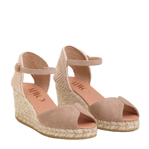 Gaimo Ronny Suede Peep-toe Espadrille Wedge - Kangaroo Taupe Grey - My Shoe Shop - Wedge