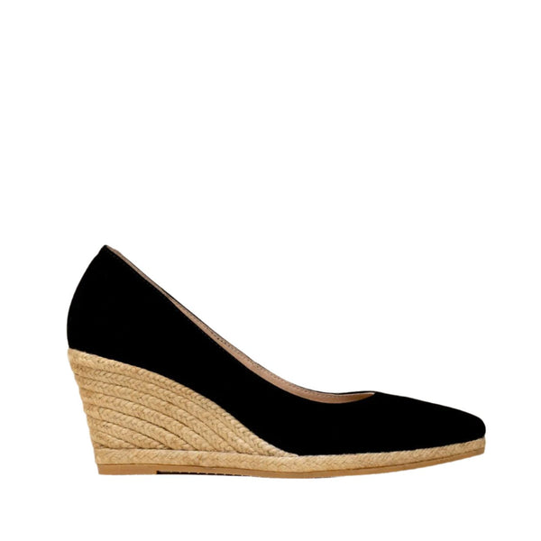 Gaimo Suede Closed Pointy Espadrille Wedge - Black - My Shoe Shop - General