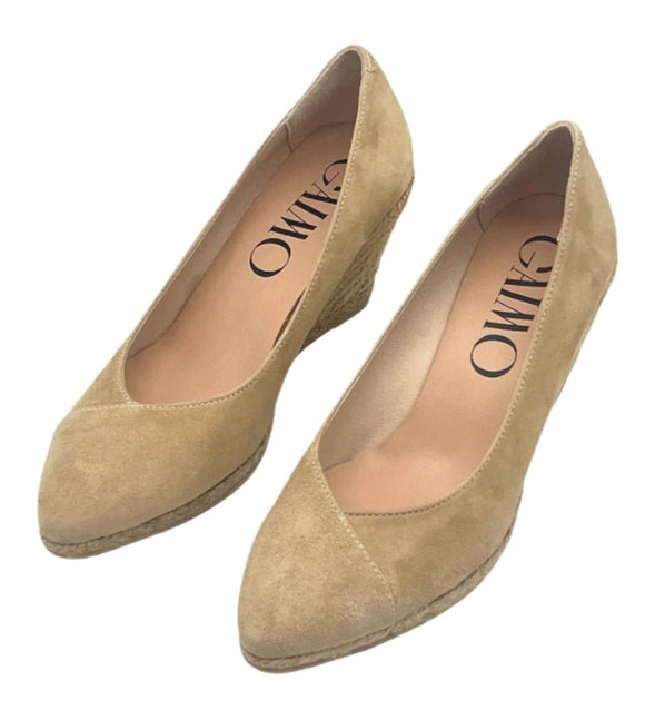 Gaimo Suede Closed Pointy Espadrille Wedge - Camel - My Shoe Shop - General