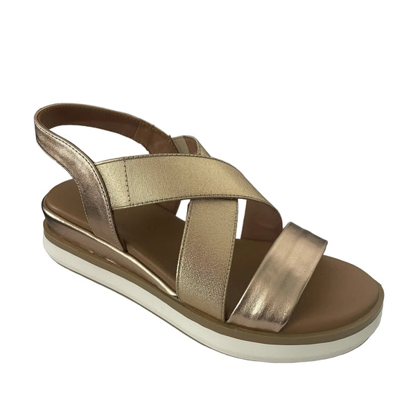 Inuovo 113015 Criss Cross Low Wedge Sandal - Metallic Rose - My Shoe Shop - sandal