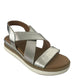Inuovo 113015 Criss Cross Low Wedge Sandal - Silver - My Shoe Shop - sandal