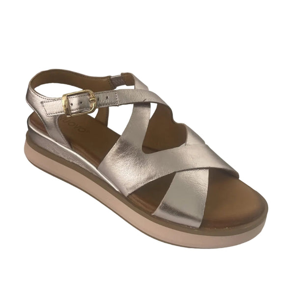 Inuovo 113120 Strappy Low Wedge Sandal - Metallic Rose - My Shoe Shop - sandal