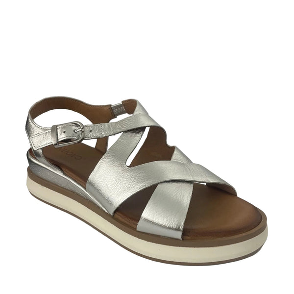 Inuovo 113120 Strappy Low Wedge Sandal - Silver - My Shoe Shop - sandal