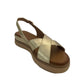 Inuovo 113124 Criss Cross Sandal with Low Wedge - Gold - My Shoe Shop - sandal