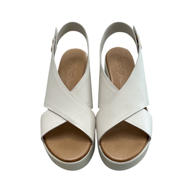 Inuovo 123031 Criss-cross leather wedge - Crema - My Shoe Shop - Wedge