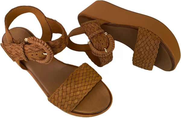 Inuovo 123035 Weave Strap with Buckle Wedge - Coconut - My Shoe Shop - Wedge