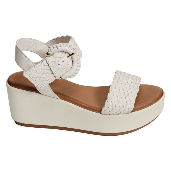 Inuovo 123035 Weave Strap with Buckle Wedge - Crema - My Shoe Shop - Wedge