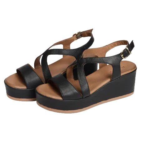 Inuovo 123106 Stappy Wedge - Black - My Shoe Shop - Wedge