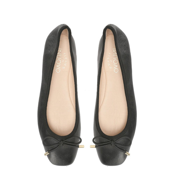 Inuovo A92001 Leather Pump with Bow - Black - My Shoe Shop -