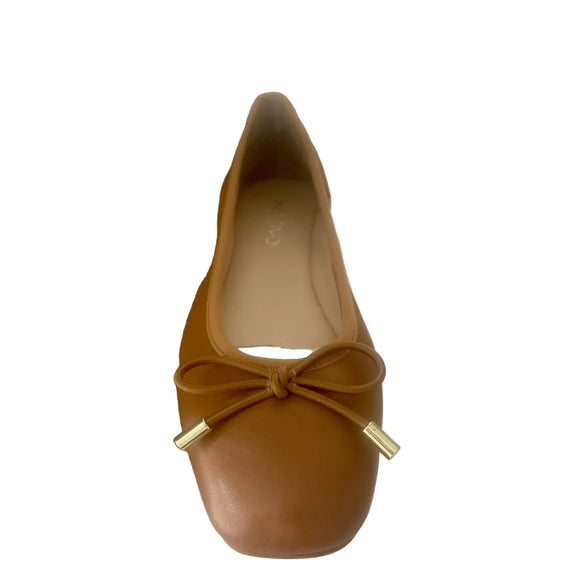 Inuovo A92001 Leather Pump with Bow - Coconut - My Shoe Shop - Ballerina