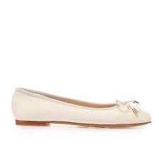 Inuovo A92001 Leather Pump with Bow - Crema - My Shoe Shop - Ballerina