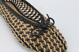 Inuovo A92064 Two-Tone Woven Pump with Bow - Black Goat - My Shoe Shop - Flat