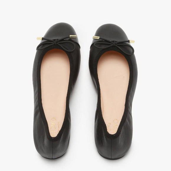 Inuovo A94001 Pump with Patent Nose Tip with Bow - PT Black-Black - My Shoe Shop - Ballerina