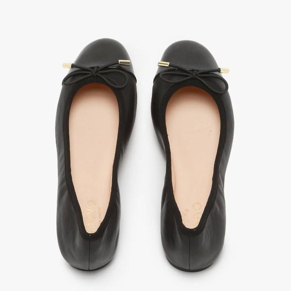 Inuovo A94001 Pump with Patent Nose Tip with Bow - PT Black-Black - My Shoe Shop - Ballerina