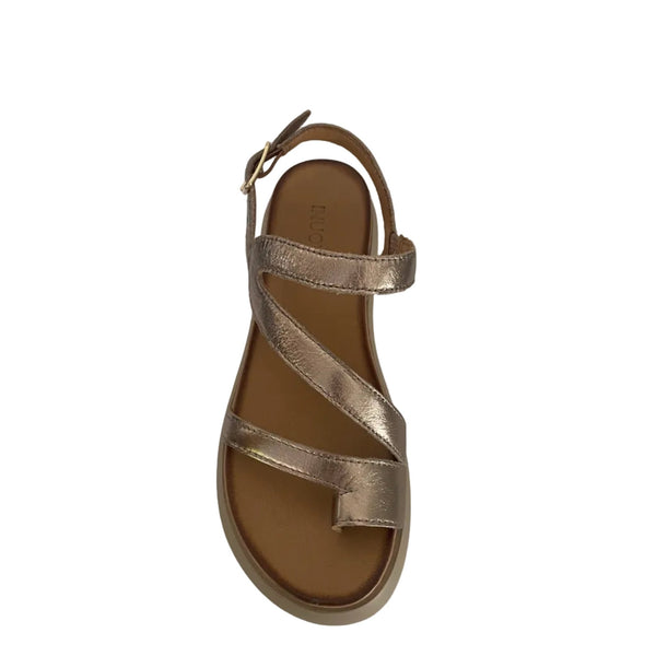 Inuovo A96003 Toe-Post Strappy Platform Sandal - Metallic Ash - My Shoe Shop - sandal