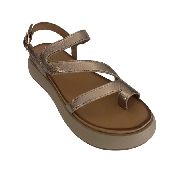 Inuovo A96003 Toe-Post Strappy Platform Sandal - Metallic Ash - My Shoe Shop - sandal