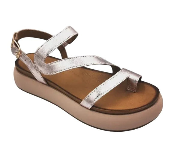 Inuovo A96003 Toe-Post Strappy Platform Sandal - Metallic Rose - My Shoe Shop - sandal