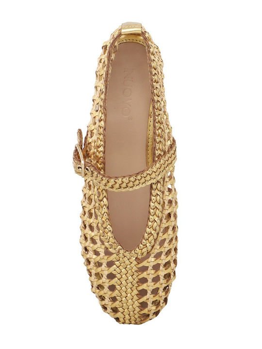 Inuovo D27021 Two-Tone Mary-Jane Woven Pump - Gold - My Shoe Shop - Flat